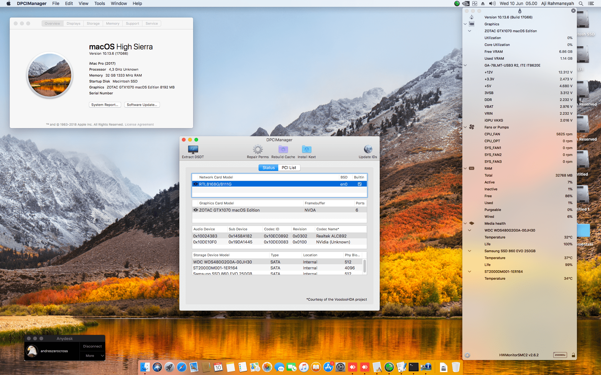 Success Hackintosh macOS High Sierra 10.13.6 Build 17G66 in Gigabyte GA-78LMT-USB3 R2 + AMD FX 8300 + Zotac GTX 1070